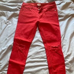 Red Ted Baker Ripped Skinny Jeans
